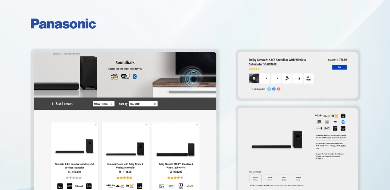 Panasonic soundbars with wireless subwoofers and Dolby Atmos technology