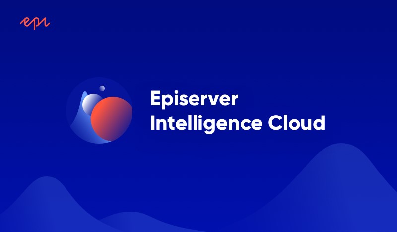 Optimizely Intelligence Cloud logo with abstract blue and orange design elements