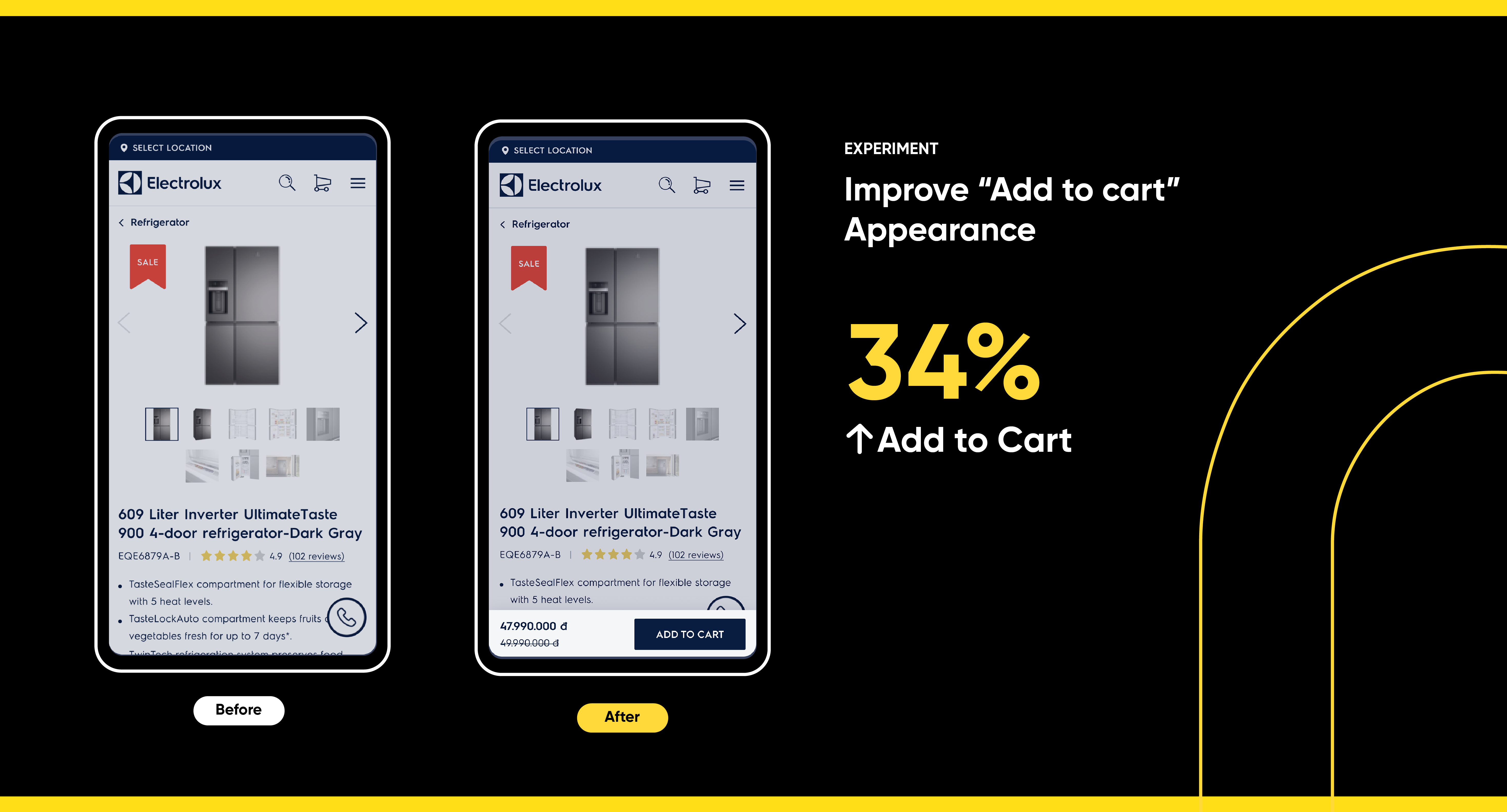 Mobile A/B test shows redesigned Add to Cart button increasing conversions by 134 percent