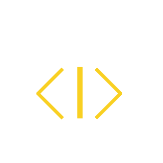 Browser window with yellow code brackets symbolizing coding or programming language.