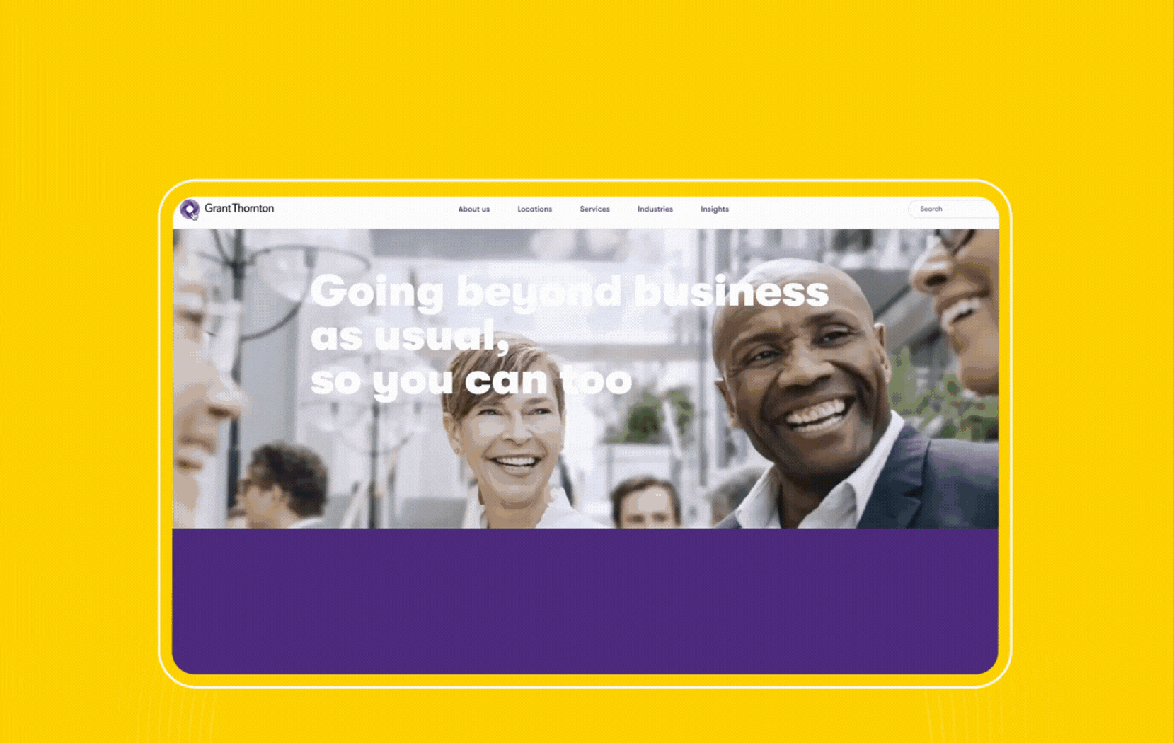 Grant Thornton business consulting website showing diverse smiling professionals