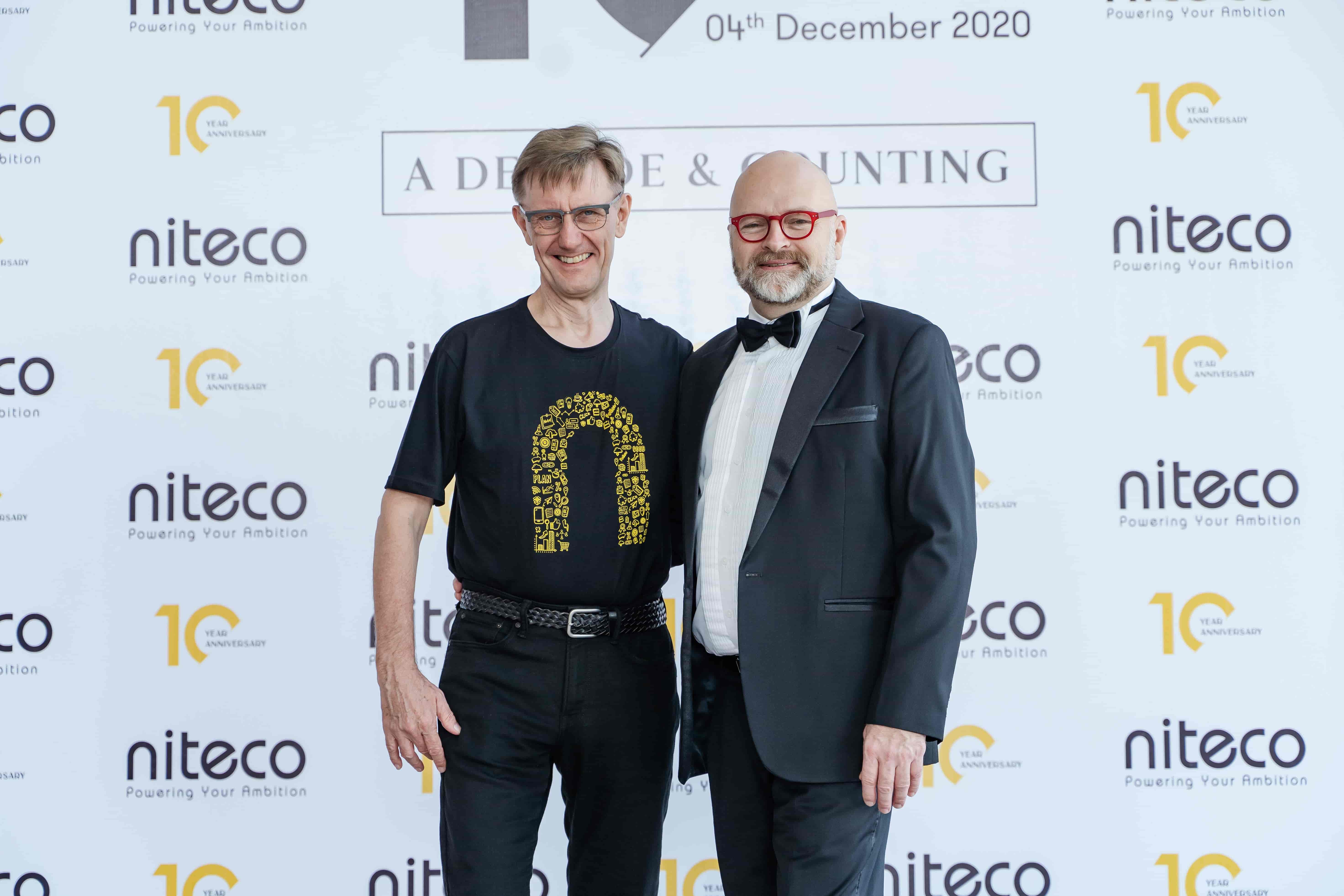 Two men at Niteco 10 Year Anniversary event on December 4, 2020