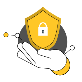 2 (3) Hand holding shield with lock symbol representing data security and protection