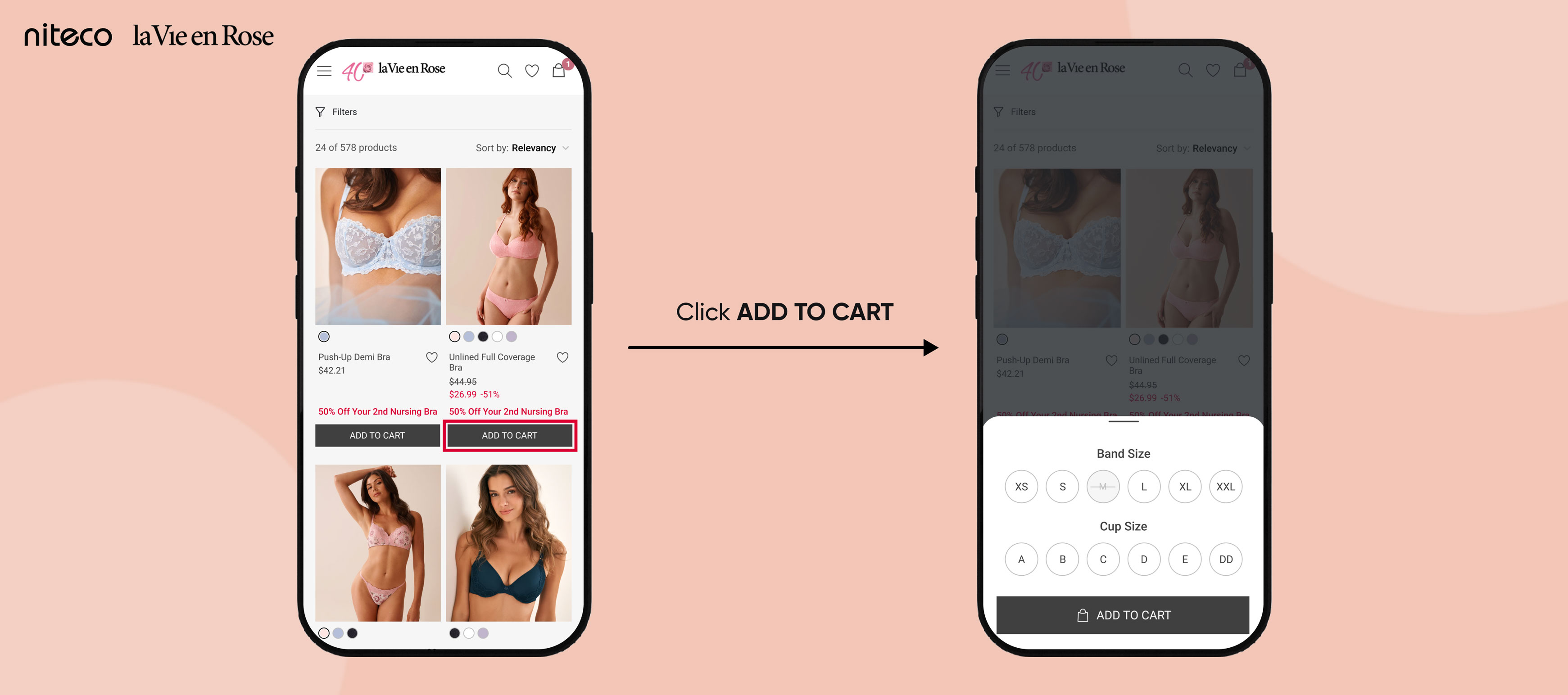 Make Add-to-Cart button on la Vie en Rose's PDP sticky to increase ATC rates