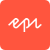 Red handwritten "epi" logo on a coral pink square background