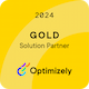 2024 Gold Solution Partner badge for Optimizely on yellow background