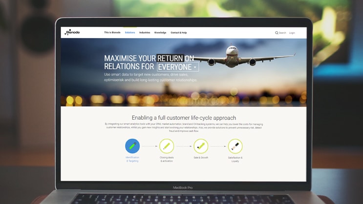 Bisnode website showing customer relationship management and sales growth strategies
