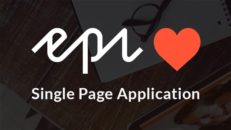 Epi love Single Page Application logo with workspace background