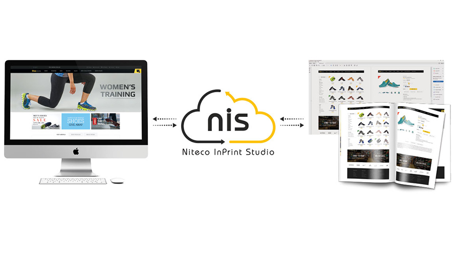 Niteco InPrint Studio connecting digital design and printed catalog for shoes