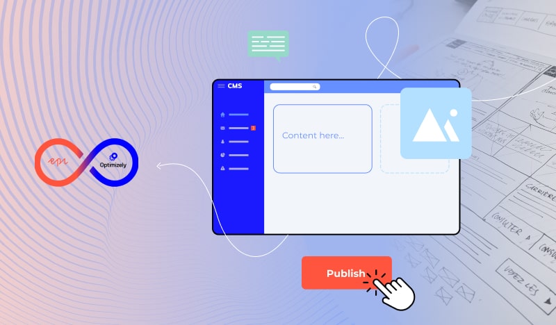 CMS interface with content creation and publish button for content management systems