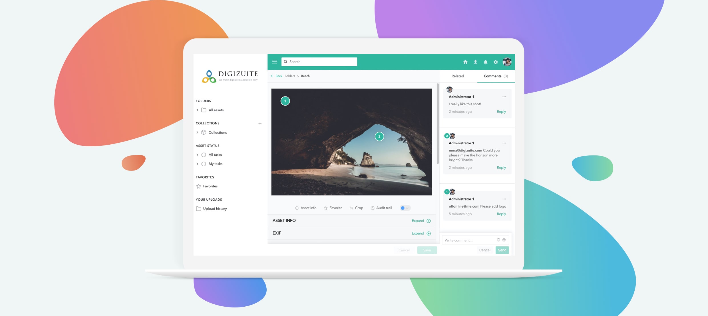 DIGIZUITE digital asset management platform with photo collaboration and comments