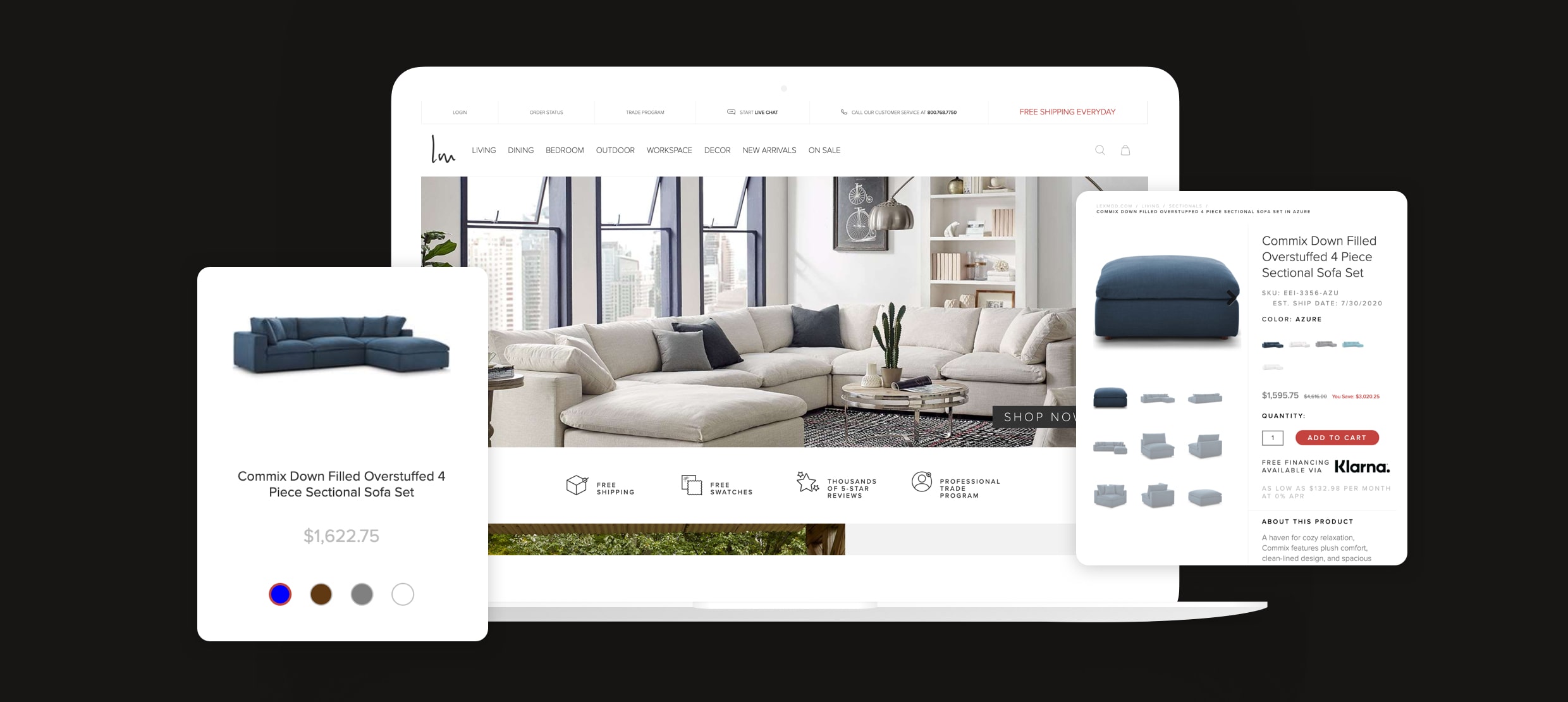 Commix Down Filled Overstuffed 4 Piece Sectional Sofa Set on online store page