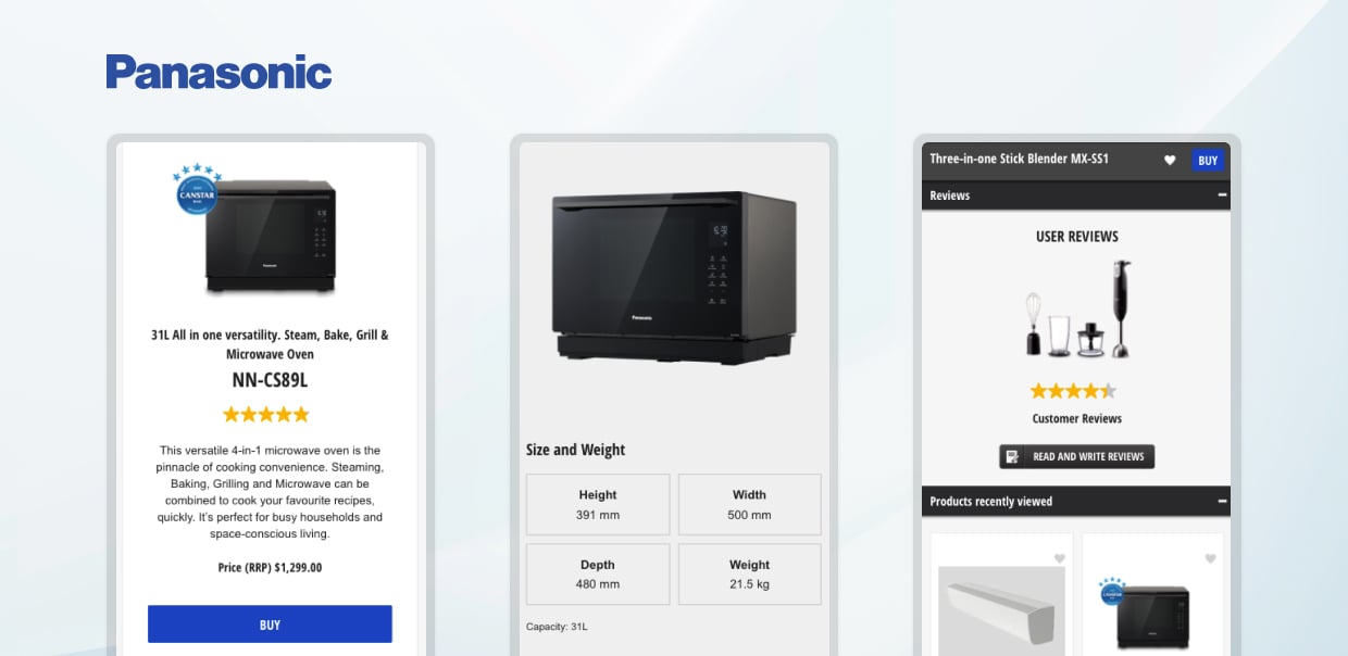 Panasonic 31L microwave oven NN-CS89L with steam, bake, grill, and grill features