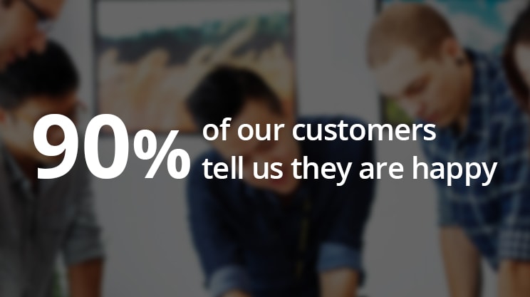 90% customer satisfaction rate highlighting positive feedback and happiness