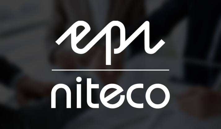 epi niteco logo with business handshake background for corporate partnership
