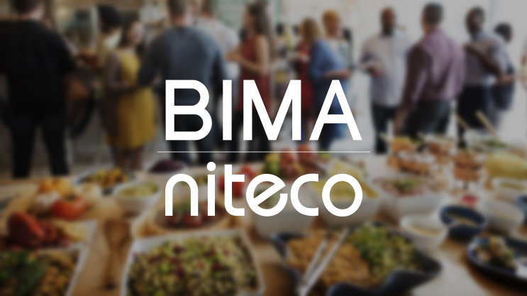 BIMA niteco team networking over food at a corporate event