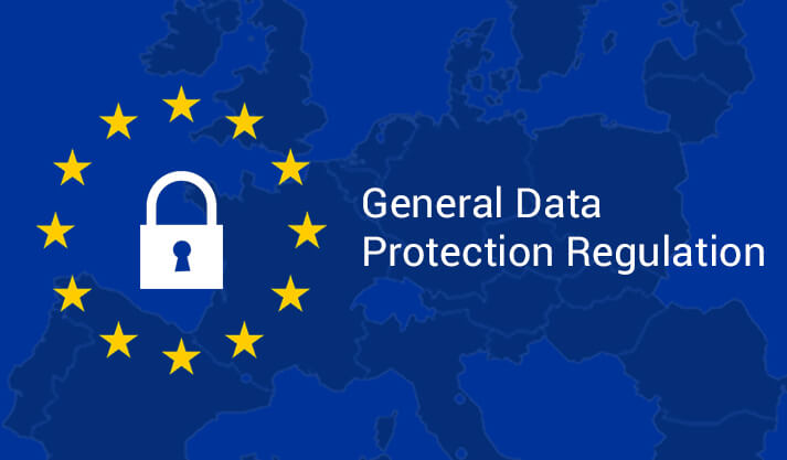 GDPR lock symbol with European Union stars and General Data Protection Regulation text
