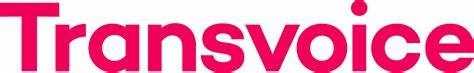 Transvoice pink-red wordmark logo
